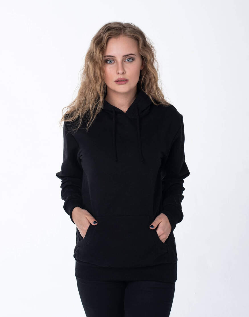 Чёрная толстовка с капюшоном женская оптом